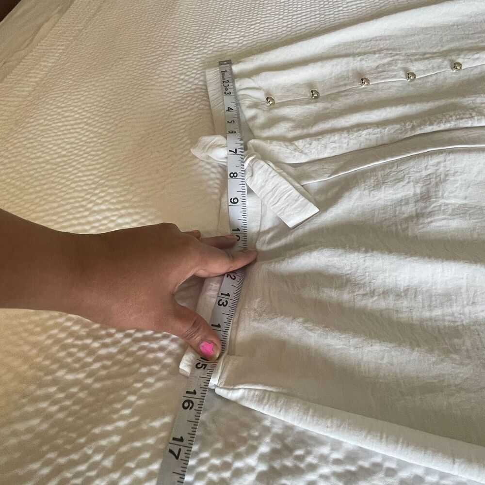 NYCC Women's White Midi Long Button Elastic Waist Tie Front Skirt Size S - Picture 7 of 7
